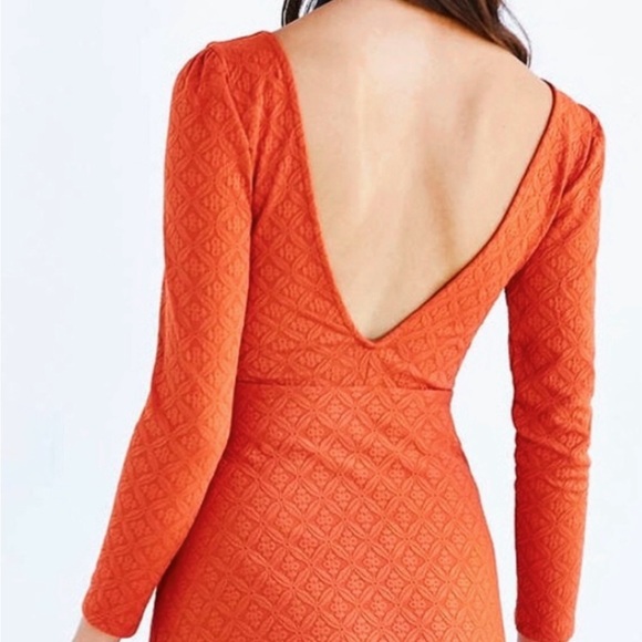 Cooperative Ramona Dress | Urban Outfitters Textured Pumpkin V-Neck Cottagecore - Picture 3 of 8